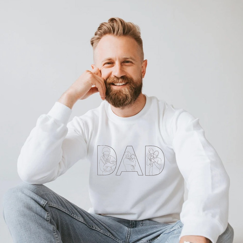 Personalised Embroidered DAD Sweatshirt Hoodie with Custom Portrait Collage for Christmas Father s Day Gift LoveCustom AU
