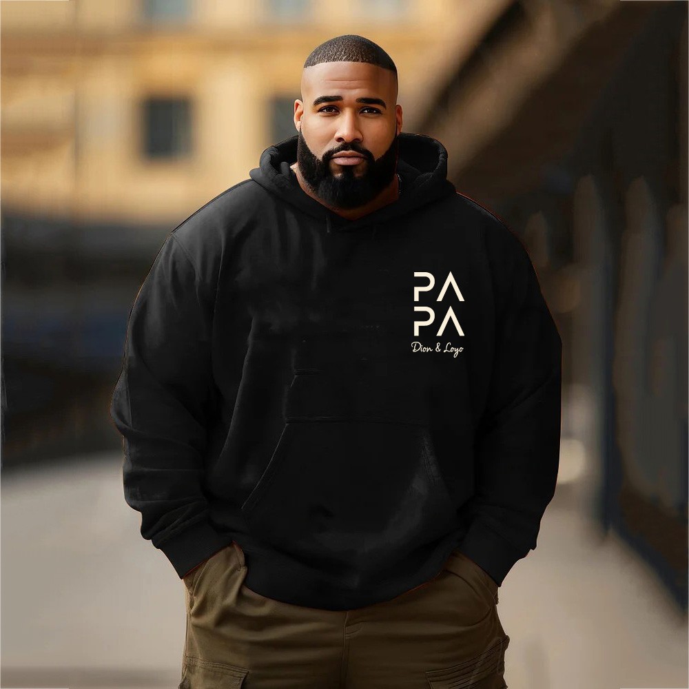 Personalised Plus Size PAPA DAD Hoodie Sweatshirt T-shirt with the Child's Names and EST Christmas Gift