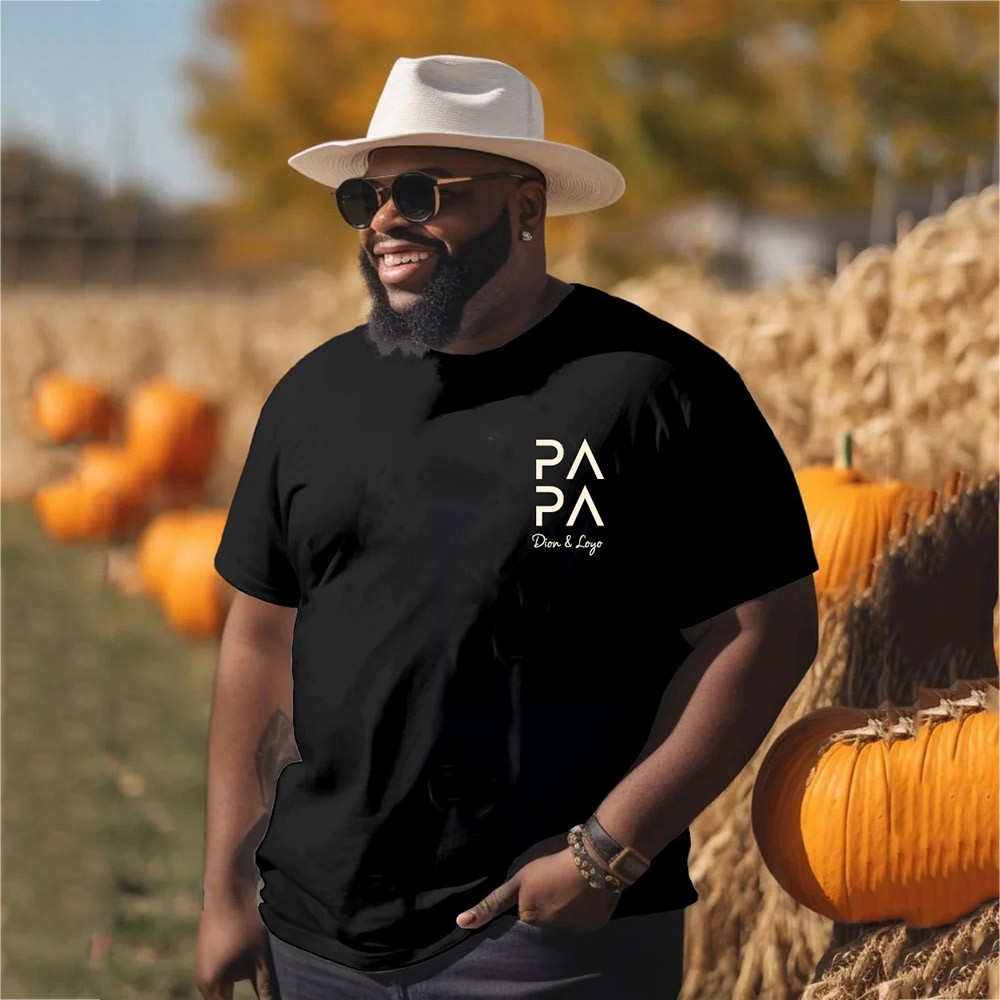 Personalised Plus Size T-shirt PAPA DAD Hoodie Sweatshirt with the Child's Names and EST Christmas Gift
