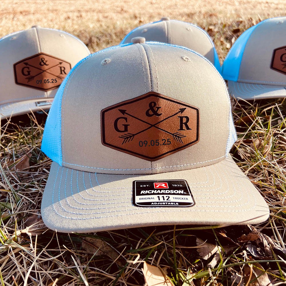 Personalized Groom Initials Wedding Date Hats Wedding Party Groomsman Gift