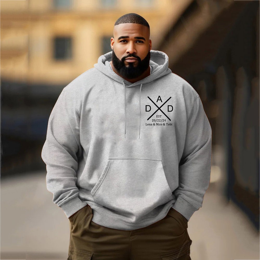 Personalised Plus Size DAD Hoodie Sweatshirt T-shirt with the Child's Names and EST Christmas Gift