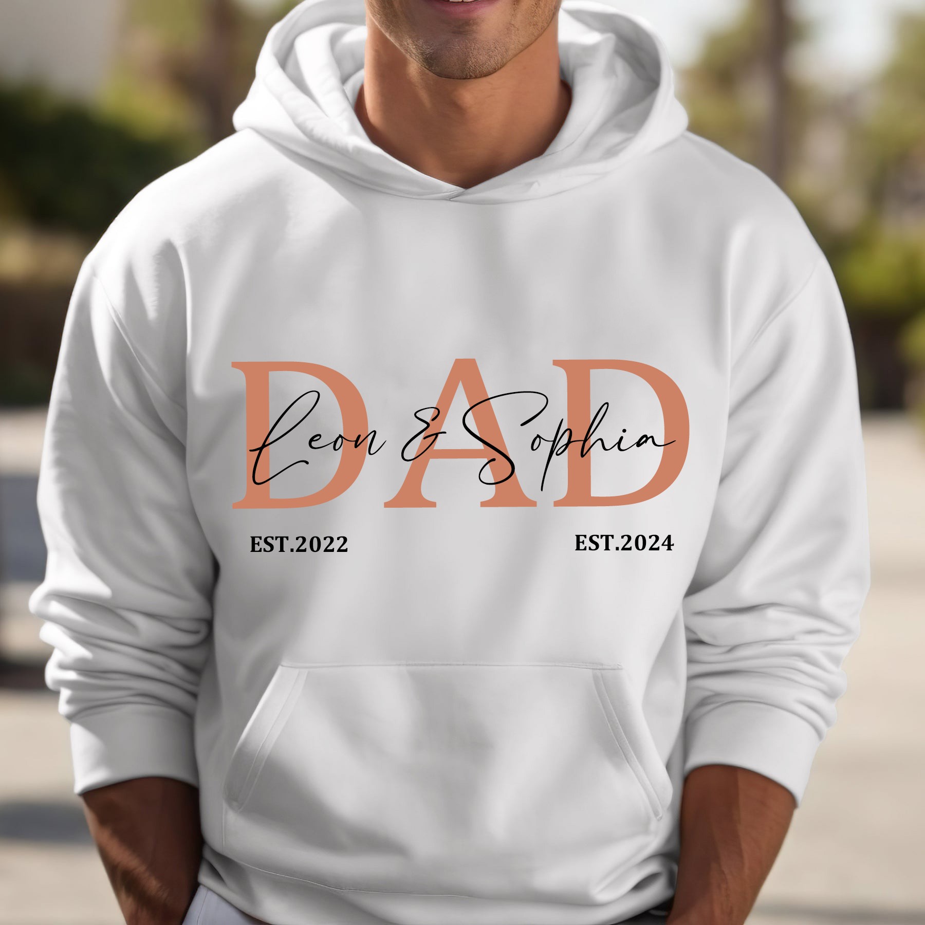 Personalised DAD Hoodie Sweatshirt with Kid's Names Christmas Gift