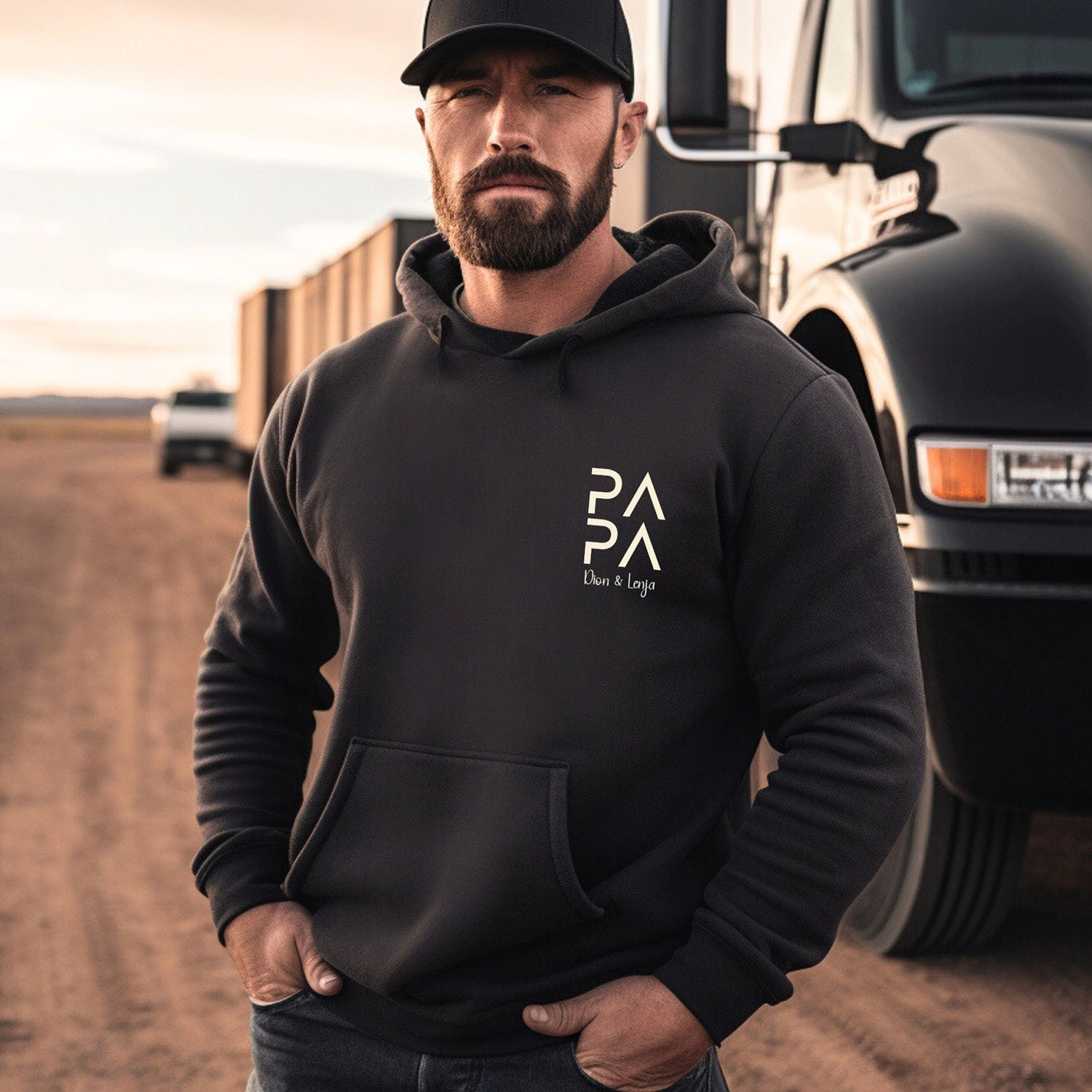 Personalised PAPA DAD Hoodie Sweatshirt T-shirt with the Child's Names and EST Christmas Gift