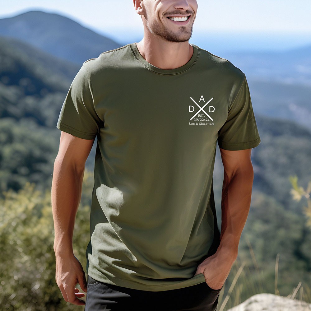 Personalised DAD T-shirt with the Child's Names and EST Christmas Gift
