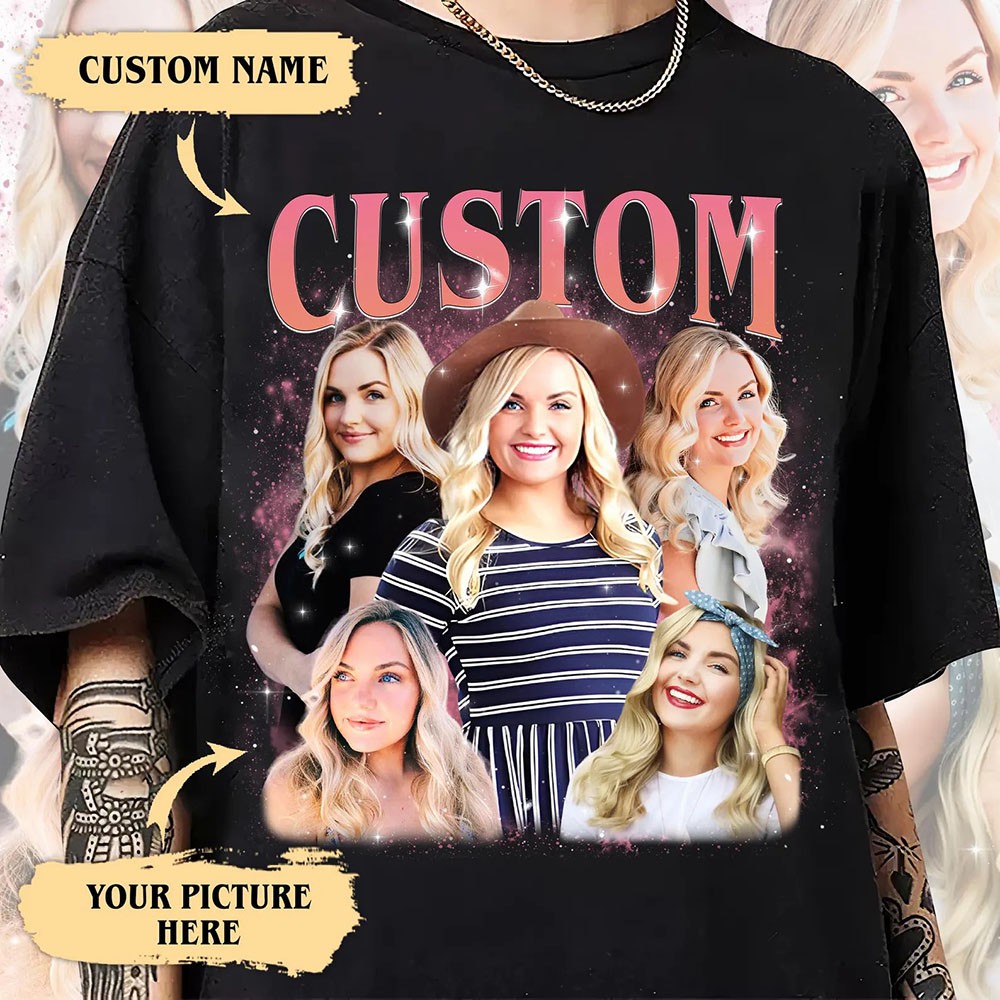 Personalised Photo Bootleg Rap Girlfriend Shirt Vintage 90s Graphic Boyfriend Shirt Valentines Gift for Loved One