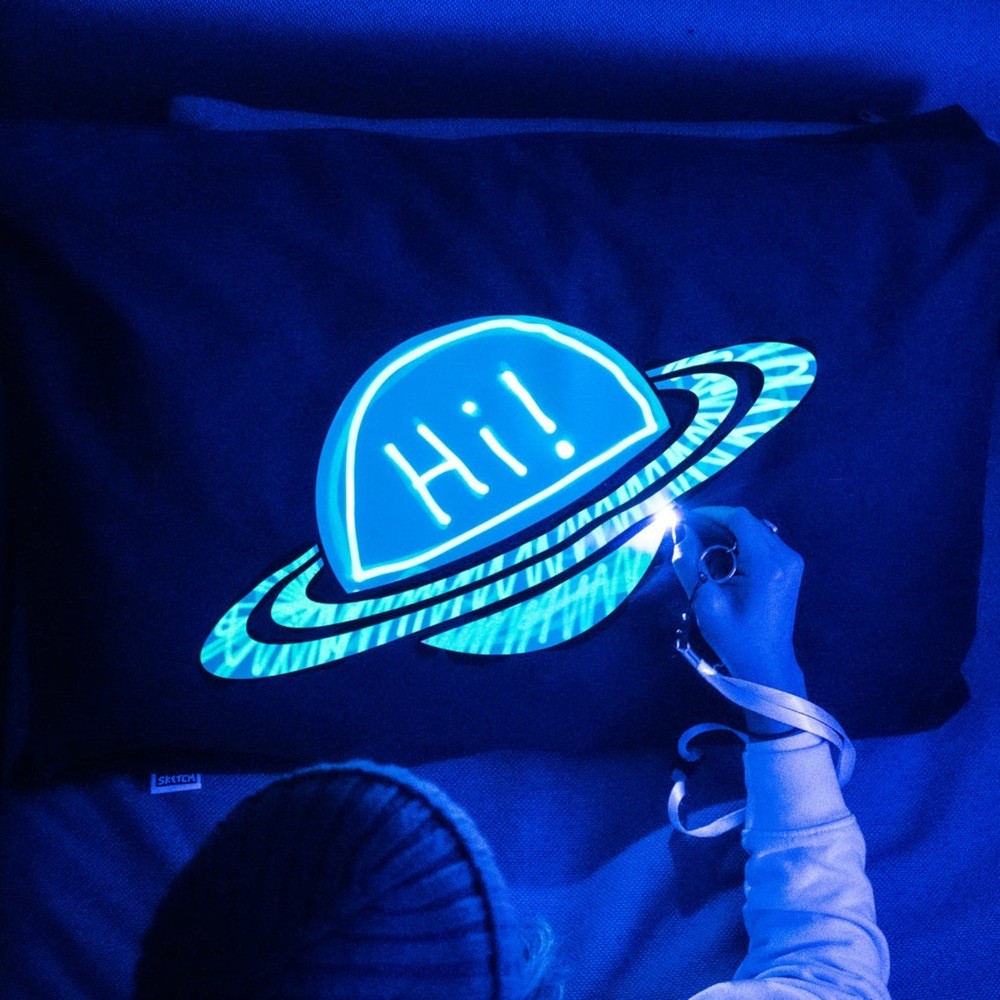 Glow Sketch Glow In The Dark Space Planet Doodle Pillowcase Xmas Gift