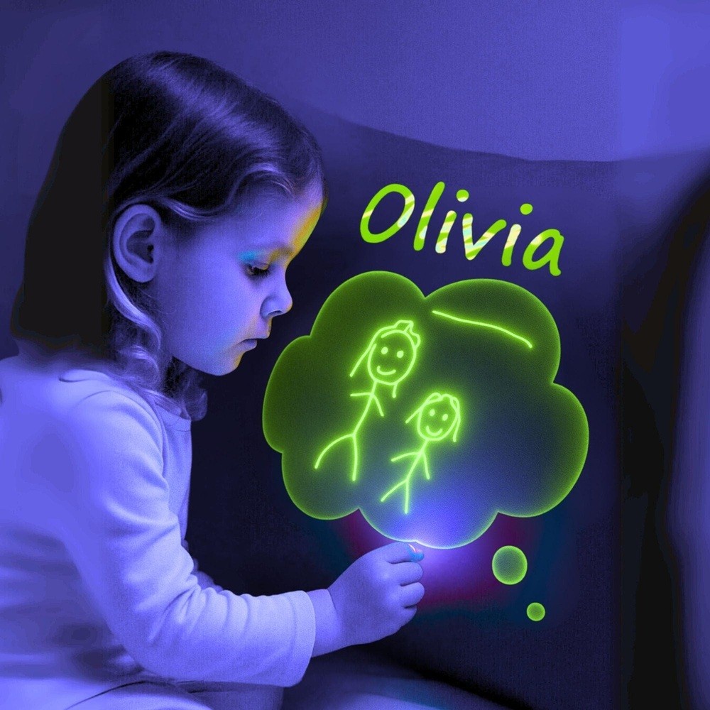 Kids Name Dream Cloud Pillow Cover Glow Sketch Glow In The Dark Doodle Pillowcase Neon Light Up Xmas Gift