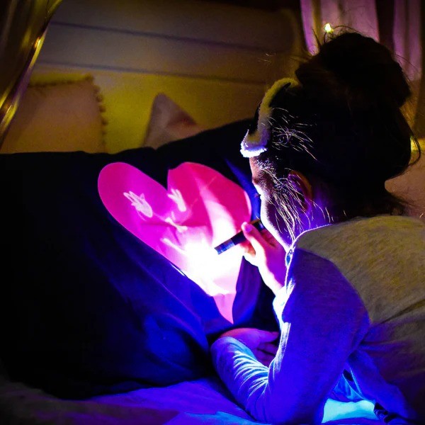 Glow Sketch Glow In The Dark Doodle Pillowcase Heart Fun Xmas Gift