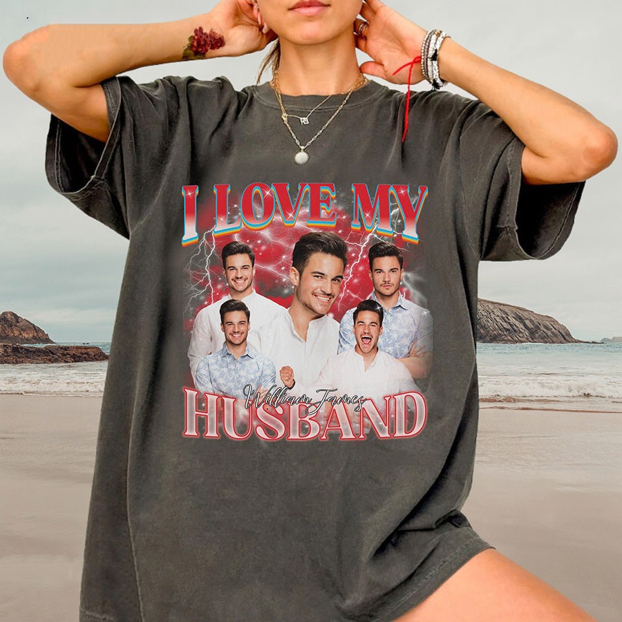 Personalised I Love My Husband Photo Bootleg Rap Shirt Valentines Gift for Him