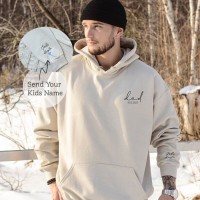 Personalised DAD EST Sweatshirt with Kids' Names and Heart on Sleeve Christmas Gift