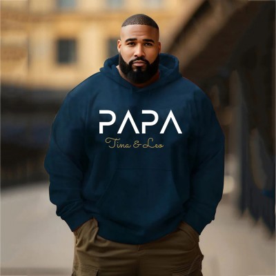 Personalised Plus Size PAPA Sweatshirt Hoodie with Kid's Names Christmas Gift For Him