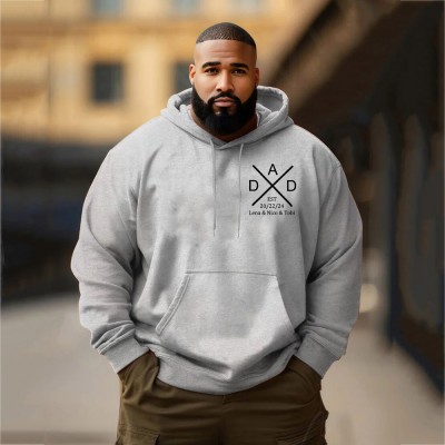 Personalised Plus Size DAD Hoodie Sweatshirt T-shirt with the Child's Names and EST Christmas Gift