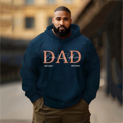 Personalised Plus Size DAD Hoodie Sweatshirt with Kid's Names Christmas Gift Cool Dad Gift