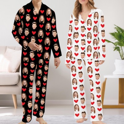 Personalised Couple Photo Face Pajama Gift for Him Her Anniversary Valentine's Day Gift