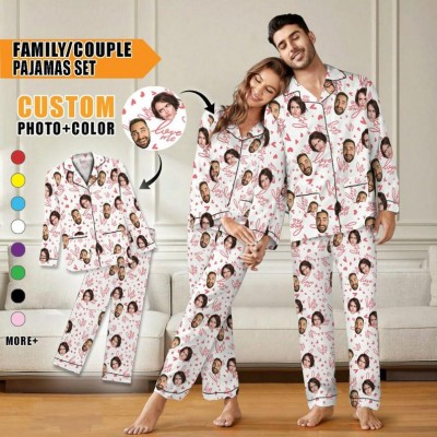 Personalised Couple Kiss Me Satin Pajamas Anniversary Valentine's Day Gift