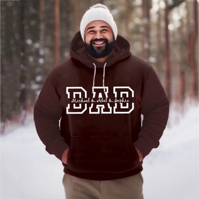 Personalised Plus Size DAD Sweatshirt Hoodie with Kid's Names Christmas Gift For Him