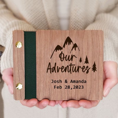 Personalised Wooden Adventure Book Photo Album Valentine's Day Anniversary Gift For Travel Lovers