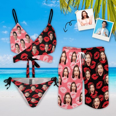 Custom Face Swimsuit Face Custom Photo Swimwear Bikini Bathing Suit with Face Summer Party Gift
