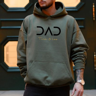 Personalised POP DAD Sweatshirt Hoodie with Kid's Names Christmas Cool Dad Gift