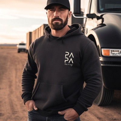 Personalised PAPA DAD Hoodie Sweatshirt T-shirt with the Child's Names and EST Christmas Gift