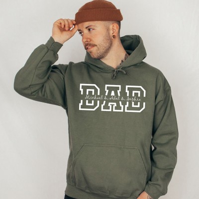 Personalised DAD Sweatshirt Hoodie with Kid's Names Christmas Gift For Him