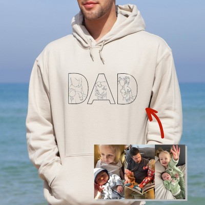 Personalised Embroidered DAD Sweatshirt Hoodie with Custom Portrait Collage for Christmas 
