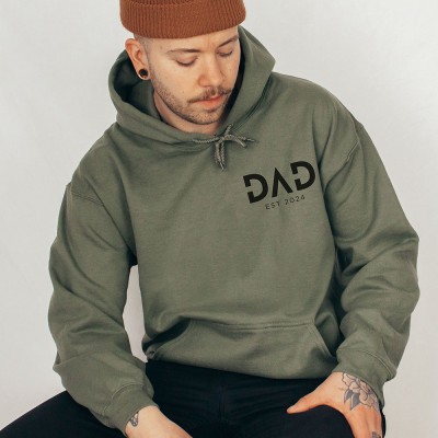Personalised DAD EST Sweatshirt with Kids' Names on Sleeve Christmas Gift