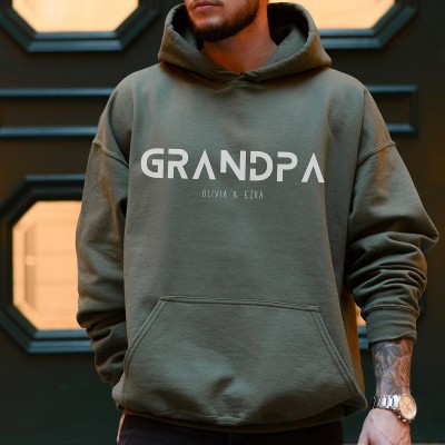 Personalised DAD GRANDPA Sweatshirt Hoodie with Kid's Names Christmas Gift For Him