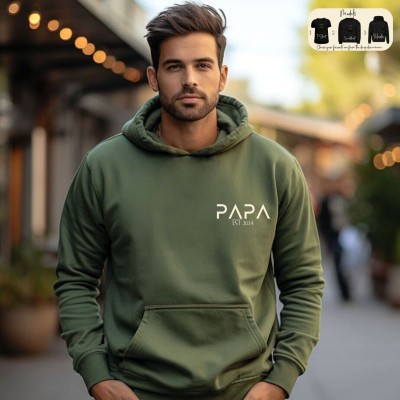 Personalised PAPA EST Sweatshirt with Kids' Names on Sleeve Christmas Gift