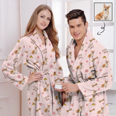 Custom Face Fleece Robe Personalised All Over Print Pajama Kimono Robe for Men Women