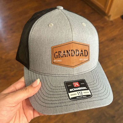 Personalised DAD Real Leather Patch Trucker Hat with Kids Names Christmas Gift New Dad Gift