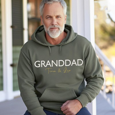 Personalised GRANDDAD Sweatshirt Hoodie with Kid's Names Christmas Gift