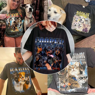 Personalised Photo Bootleg Rap Dog Shirt Vintage 90s Graphic Shirt Gift for Pet Lovers