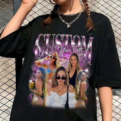 Personalised Photo Bootleg Rap Girlfriend Shirt Vintage 90s Graphic Boyfriend Shirt Valentines Gift for Loved One