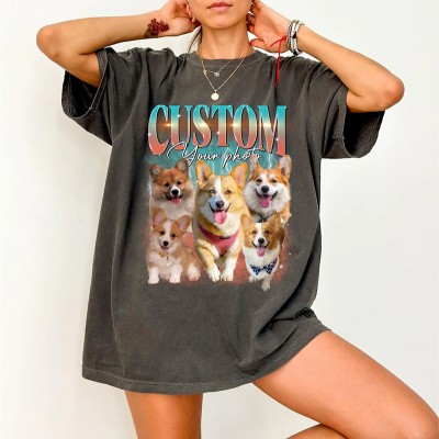 Personalised Photo Bootleg Rap Dog Shirt Vintage 90s Graphic Shirt Gift for Pet Lovers