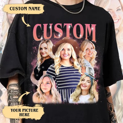 Personalised Photo Bootleg Rap Girlfriend Shirt Vintage 90s Graphic Boyfriend Shirt Valentines Gift for Loved One