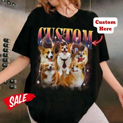 Personalised Photo Bootleg Rap Dog Shirt Vintage 90s Graphic Shirt Gift for Pet Lovers