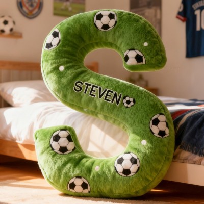 Personalised Football Field Initial Pillow with Kids Name Sports Lover Xmas Gift