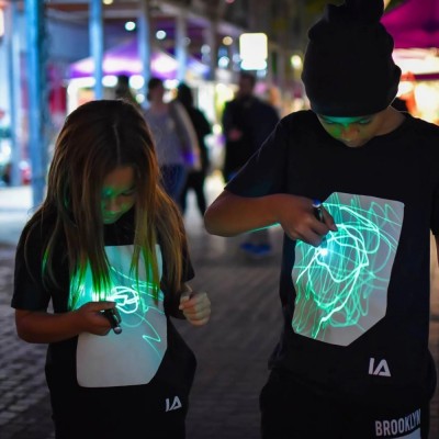 Illuminated Apparel Interactive Glow in the Dark T-Shirt Children's Light-Up Drawing Tee Xmas Gift