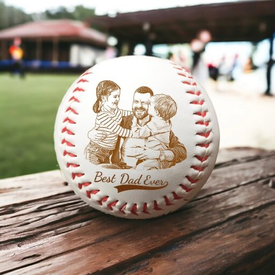 Personalized Engrave Favorite Photo Baseball Ball Best Dad Ever Ball Fathers Day Gifts