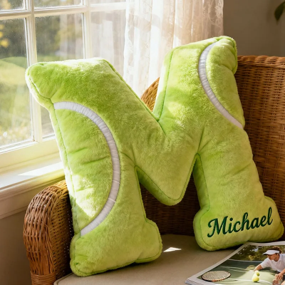 Personalised 3D Print Tennis Letter Pillow with Kids Name Sports Fans Xmas Gift