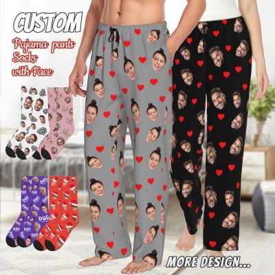 Personalised Pajamas Pants with Face Custom Face Pajamas Anniversary Date Gift