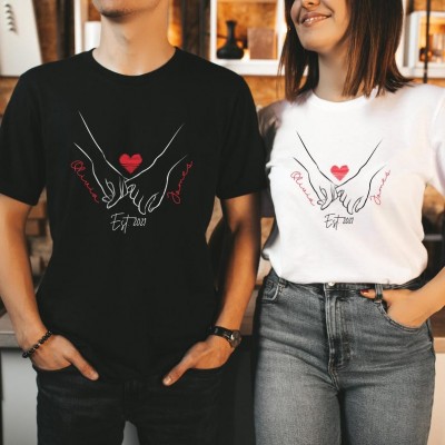 Personalised Love Date and Name Shirt Matching Couple Shirt  Anniversary Gift