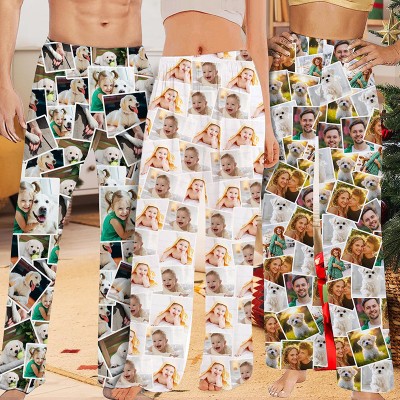 Personalised Couple Pajama Pants with Photo Collage Photo Pants Valentines Day Gifts