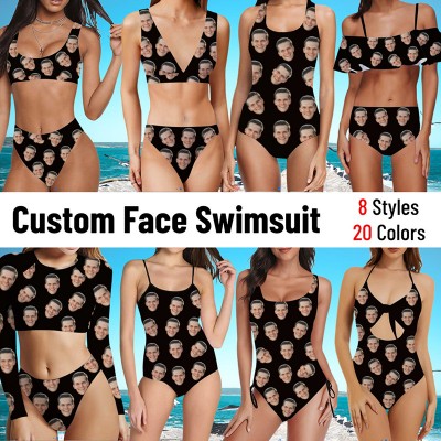 Custom Face Swimsuit Women Personalised Face Bikini Anniversary Birthday Bachelorette Party Beach Gift