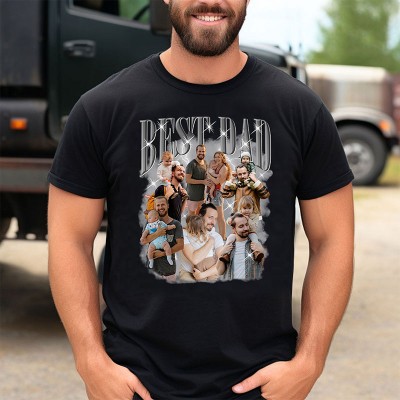 Personalised Best Dad Photo Bootleg Rap Shirt Gift for Him