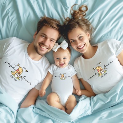 Personalised Family Bear Matching Shirt Baby Shower Shirts for New Mom and Dad