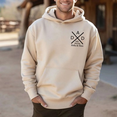 Personalised DAD Hoodie Sweatshirt T-shirt with the Child's Names and EST Christmas Gift
