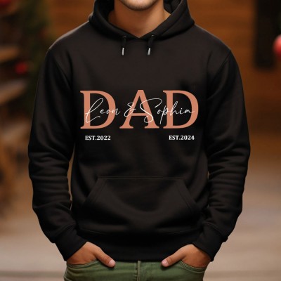 Personalised DAD Hoodie Sweatshirt with Kid's Names Christmas Gift