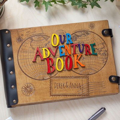 Personalised Our Adventure Book Wooden Travel Photo Album Valentine's Day Wedding Anniversary Gift for Couple